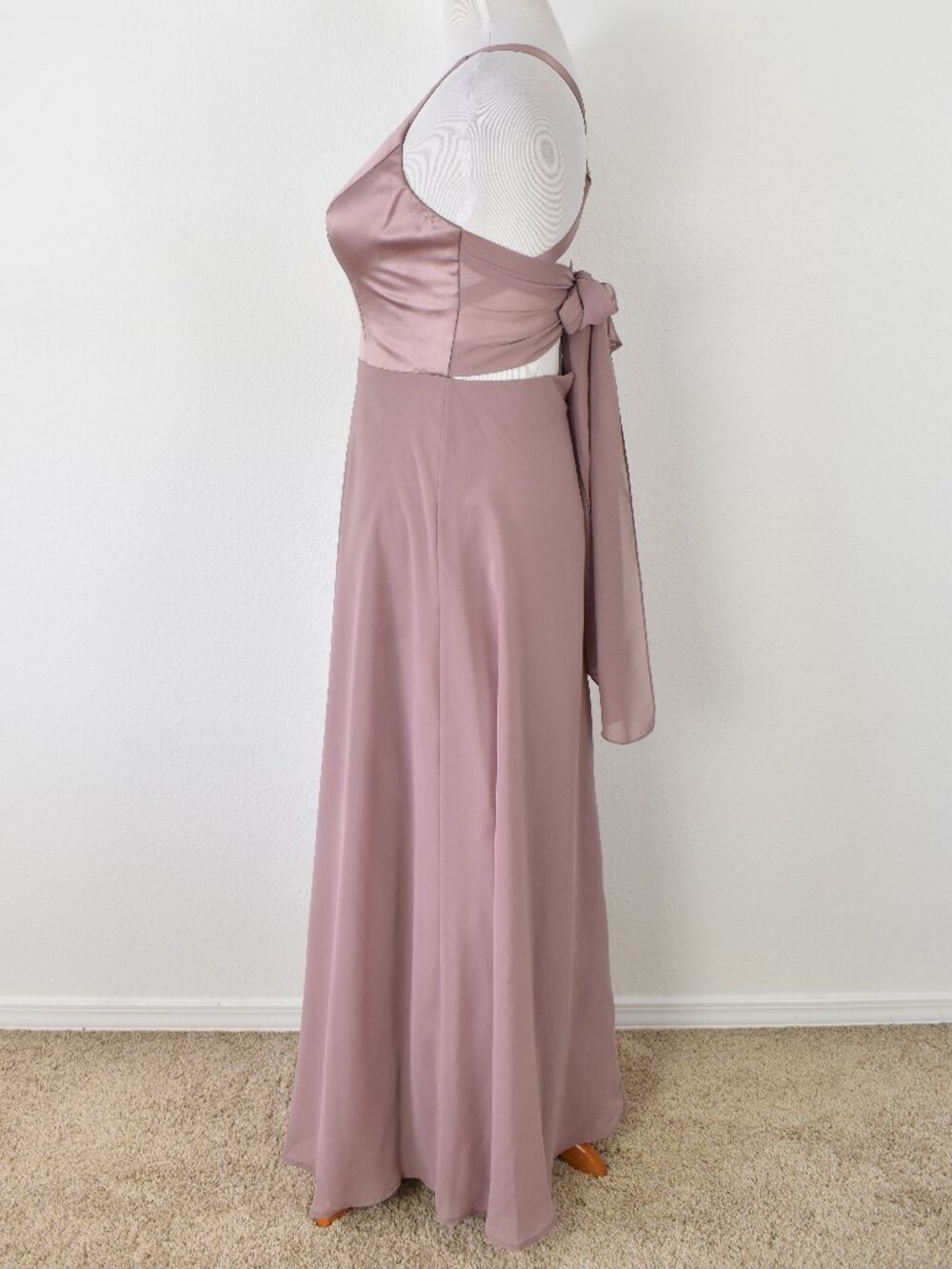 Sorella Vita 9318 Dusty Rose Satin and Chiffon Strappy V-Neck Formal Dress - 12 - Picture 5 of 9